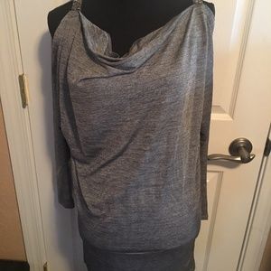 Ruby Ribbon Shimmy Tunic Dress - Silver Heather XS